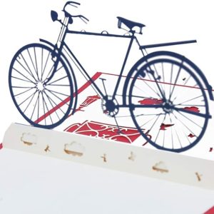 3d pop-up kaart met envelop klassieke fiets